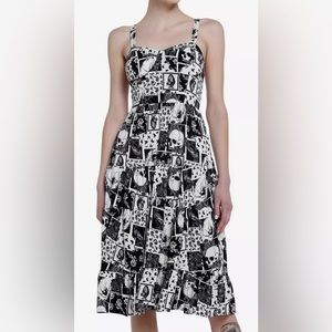 Thorn & Fable Skull Raven Patchwork Midi Dress Size Medium